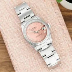 ROLEX DATEJUST 31 68274, STEEL & WHITE GOLD, ROSE ROMAN DIAL, OYSTER BRACELET