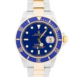 MINT PAPERS ROLEX SUBMARINER DATE 40MM BLUE 18K STEEL GOLD BUCKLE 16613 BOX