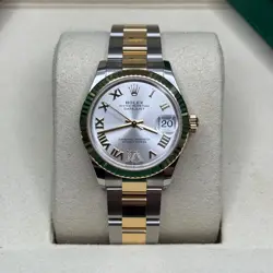 ROLEX DATEJUST 31 NEW 2025 SILVER ROMAN 6 DIAMOND TWO TONE YELLOW GOLD OYSTER