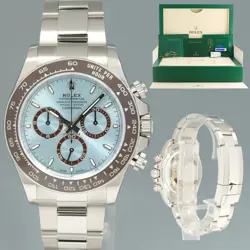 NEW 2024 PAPERS ROLEX DAYTONA 126506 PLATINUM GLACIER BLUE CERAMIC BEZEL WATCH