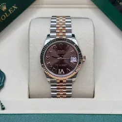 ROLEX DATEJUST 31 NEW 2025 CHOCOLATE ROMAN 6 DIAMOND TWO TONE ROSE GOLD JUBLIEE