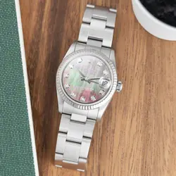 ROLEX DATEJUST 31 78274, STEEL & WHITE GOLD, BLACK MOTHER OF PEARL DIAMOND, O...