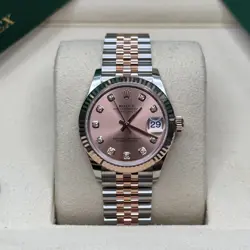 ROLEX DATEJUST 31 NEW 2025 PINK DIAMOND DIAL TWO TONE ROSE GOLD FLUTED JUBILEE
