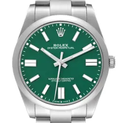 ROLEX OYSTER PERPETUAL 41 GREEN DIAL STEEL MENS WATCH 124300 UNWORN