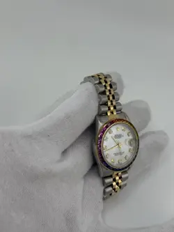 ROLEX 31MM DATEJUST TWO-TONE CUSTOM MOP DIAMOND DIAL & SAPPHIRE BEZEL 68273