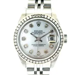 ROLEX 79160 DATEJUST 26MM AFTERMARKET MOTHER OF PEARL DIAMOND DIAL BEZEL WATCH