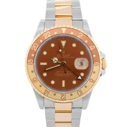 ROLEX GMT-MASTER II ROOT BEER TWO-TONE 18K GOLD SWISS ONLY STEEL BROWN 16713