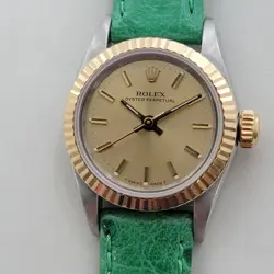 Rolex Lady Oyster Perpetual 67193 18k 25mm Gold SS 1980s Automatic Luxury RA457B