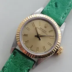 Rolex Lady Oyster Perpetual 67193 18k 25mm Gold SS 1980s Automatic Luxury RA457B