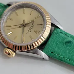 Rolex Lady Oyster Perpetual 67193 18k 25mm Gold SS 1980s Automatic Luxury RA457B