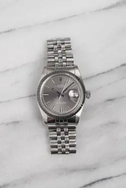 VINTAGE ROLEX DATEJUST REF 1603 70S AUTOMATIC GREY DIAL 36MM CASE