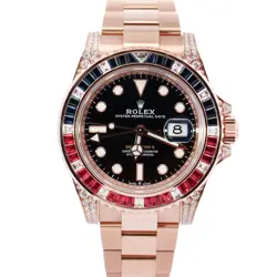 ROLEX GMT-MASTER II 40MM BLACK DIAL WATCH 126755SARU ROSE GOLD
