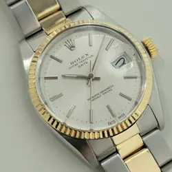 ROLEX OYSTER PERPETUAL DATE REF 1500 MENS 35MM 14K SS 1970S AUTOMATIC RA448