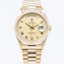 ROLEX DAY-DATE PRESIDENT CHAMPAGNE SKINNY ROMAN, 18038 - PRE-OWNED