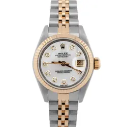 LADIES ROLEX DATEJUST 26MM MOP DIAMOND TWO-TONE 18K GOLD STEEL JUBILEE 69173 BOX