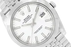 ROLEX DATEJUST 41 WATCH STAINLESS STEEL WHITE STICK DIAL #126300 W/ CARD