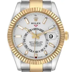 ROLEX SKY DWELLER STEEL YELLOW GOLD SILVER DIAL MENS WATCH 336933
