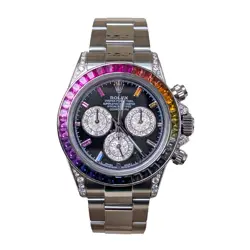 Rolex Daytona 40mm Custom Rainbow Black Dial Rainbow Bezel Stainless Oyster