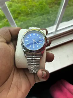 BLUE ROLEX OYSTER PERPETUAL WITH BOX AND PAPERS