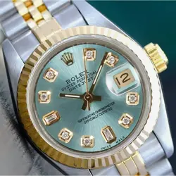 ROLEX DATEJUST LADIES TWO-TONE ICE BLUE 8+2 DIAMOND DIAL JUBILEE WATCH 26MM