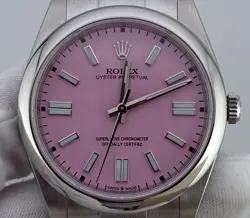 ROLEX 41MM OYSTER PERPETUAL 124300 REFINISHED CANDY PINK DIAL COMPLETE SET MINT
