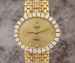 ROLEX CELLINI 4083 18K YELLOW GOLD DIAMOND CHAMPAGNE DIAL 34MM 1990 WATCH