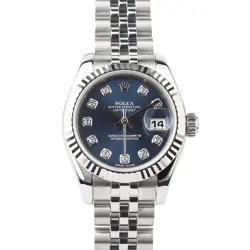 ROLEX DATEJUST 26MM TEN POINT DIAMOND BLUE DIAL LADIES WATCH 179174G 139041530