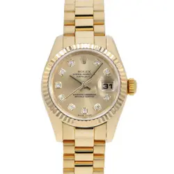 ROLEX DATEJUST 10P DIAMOND 179178G CHAMPAGNE GOLD Z NUMBER SECOND HAND WOMEN