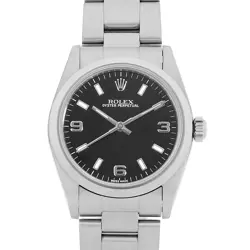 ROLEX OYSTER PERPETUAL 77080 BLACK 369 WHITE BAR K NUMBER SECOND HAND BOYS (...