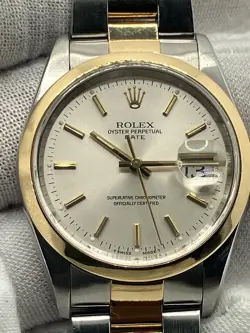 ROLEX 15203 34MM. YEAR: 1999. TT 18K/SS. EXC. CONDITION W/ 2022 RLX SERVICE CARD