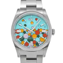 ROLEX OYSTER PERPETUAL 36 126000 TURQUOISE BLUE CELEBRATION MOTIF WATCH 676394