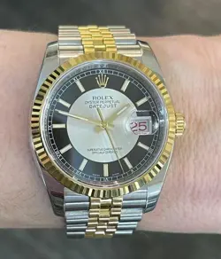ROLEX DATEJUST 36  REF. 116233 TUXEDO DIAL/ROULETTE DATE