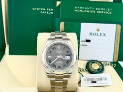 ROLEX DATEJUST 41 126334 SLATE WIMBLEDON DIAL 18K WHITE GOLD STEEL BOX PAPER