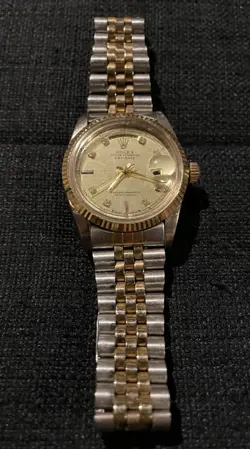 Mens Rolex Datejust 2Tone 18k Gold Steel Watch Gold FACTORY DIAMOND Dial