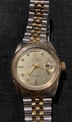Mens Rolex Datejust 2Tone 18k Gold Steel Watch Gold FACTORY DIAMOND Dial