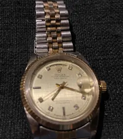 Mens Rolex Datejust 2Tone 18k Gold Steel Watch Gold FACTORY DIAMOND Dial