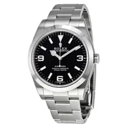 ROLEX EXPLORER BLACK DIAL STAINLESS STEEL OYSTER BRACELET AUTOMATIC MEN'S WATCH