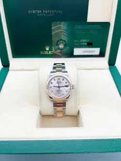 ROLEX DATEJUST MIDSIZE 278271 31MM DIAMOND DIAL 18K ROSE GOLD STEEL BOX PAPER