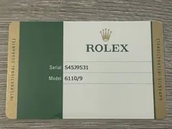ROLEX GUARANTEE WARRANTY CARD BOOKLET 2016 CELLINI 6110/9 !