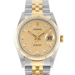 ROLEX DATEJUST 36, 16233, STEEL & GOLD, CHAMPAGNE JUBILEE DIAMOND, JUBILEE BR...