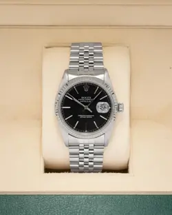 ROLEX DATEJUST 16014 BLACK DIAL FLUTED BEZEL JUBILEE BRACELET
