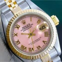 Rolex Datejust Ladies Two-Tone Pink Mother of Pearl Roman Numeral Watch 26mm