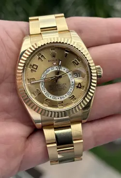 ROLEX SKYDWELLER 18K CHAMP DIAL