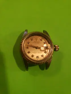 WOMAN'S OYSTER PERPETUAL DATEJUST ROLEX - GOLD DIAL/DIAMOND NUMBERS