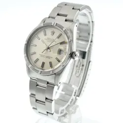 ROLEX OYSTER PERPETUAL DATE 15010 SILVER DIAL STAINLESS STEEL 34MM WRISTWATCH