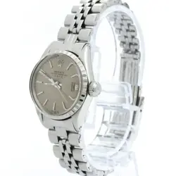 ROLEX OYSTER PERPETUAL DATE 6524 AUTOMATIC GRAY DIAL 25MM STAINLESS STEEL WATCH