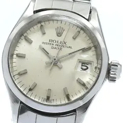 ROLEX OYSTER PERPETUAL DATE 6516 STAINLESS STEEL SILVER DIAL AUTOMATIC 25MM