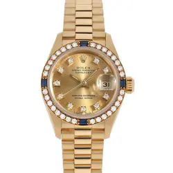 ROLEX DATEJUST BEZEL DIAMOND 10P DIAMOND 4PSAPPHIRE 69088G CHAMPAGNE GOLD E ...