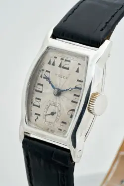 Rolex Prima Tonneau ‘1928’ Rare Gents Collectors Vintage Sterling Silver Watch,