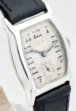 Rolex Prima Tonneau ‘1928’ Rare Gents Collectors Vintage Sterling Silver Watch,